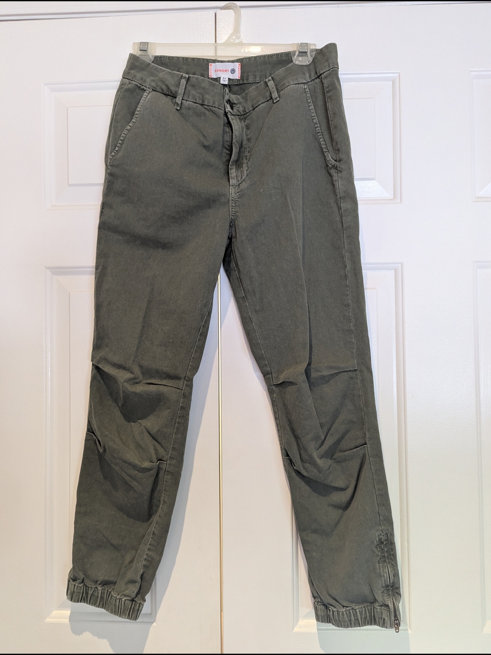 Anthropologie Sundry Evergreen Heart Cotton Utility Joggers Pants Y2K Green 27